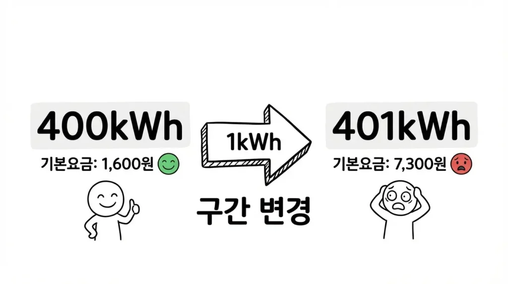 기본요금이 갑자기 7300원으로 오르는 장면 이미지