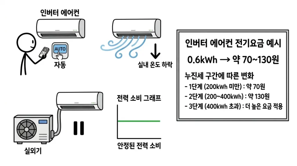에어컨 자동 모드 전기요금 평균 소비전력과 누진 구간에 따라 달라지는 구조 설명