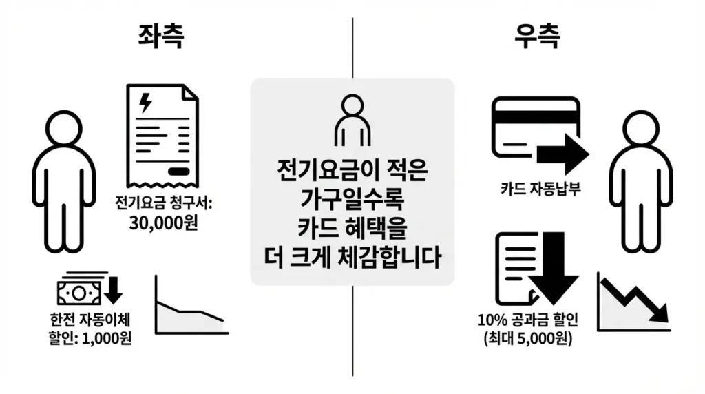 전기요금 자동이체 할인과 카드 공과금 할인 체감 차이 비교 이미지