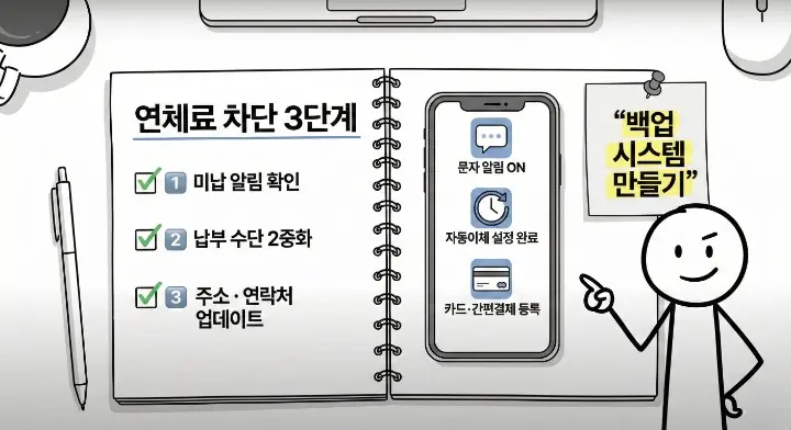 전기요금 연체료를 막기 위한 알림 확인과 납부 수단 이중화 체크리스트 이미지