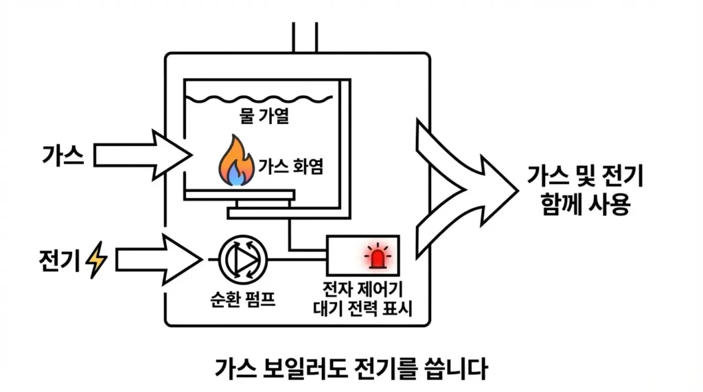 보일러 전기요금 비중을 설명하는 과정에서 가스 보일러도 전기를 사용한다는 이미지