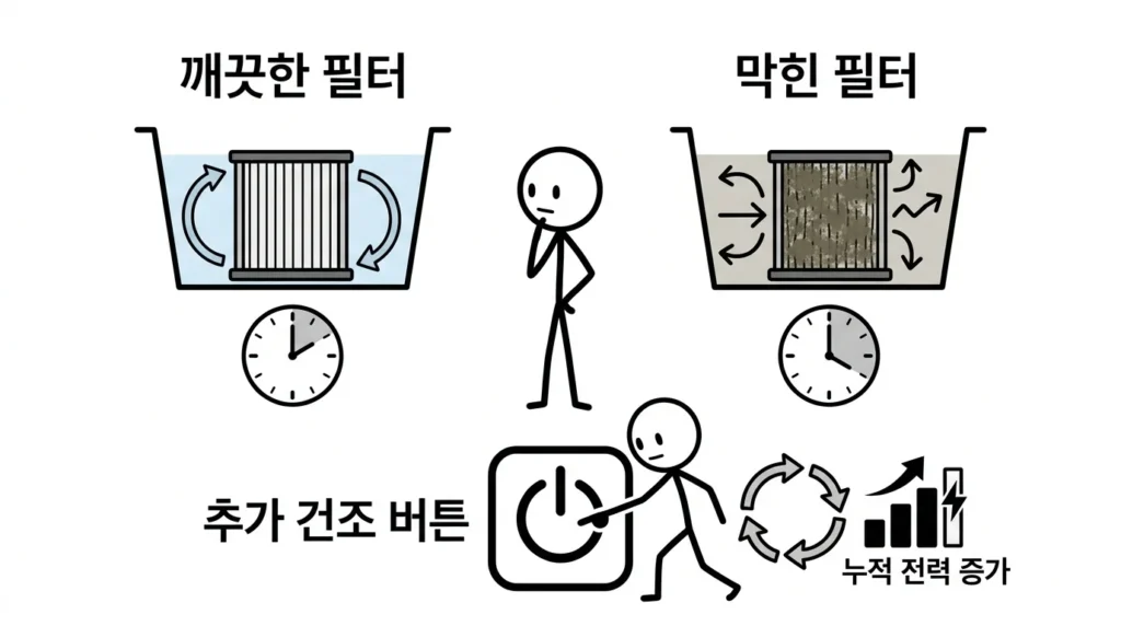 건조기 필터 청소하면 전기요금 공기 흐름이 좋아져 건조 시간이 줄어드는 원리 설명