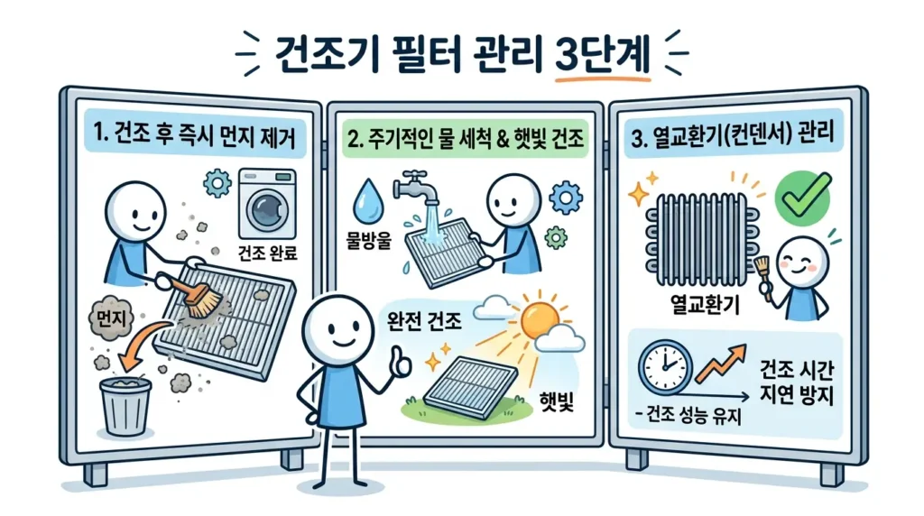건조기 필터 청소하면 전기요금 줄어드는 이유와 필터 관리 순서 설명