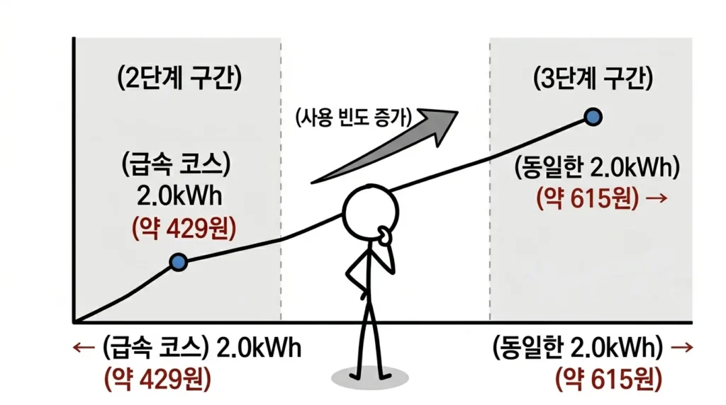 건조기 쾌속 건조 코스 전기요금 누진 단계에 따라 같은 전력 사용도 요금이 달라지는 구조 설명