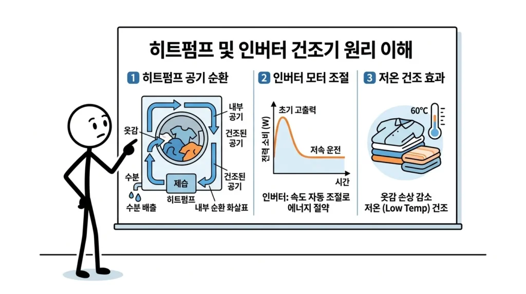 인버터 건조기 전기요금 히트펌프와 인버터 제어가 전력 사용을 줄이는 작동 원리 설명